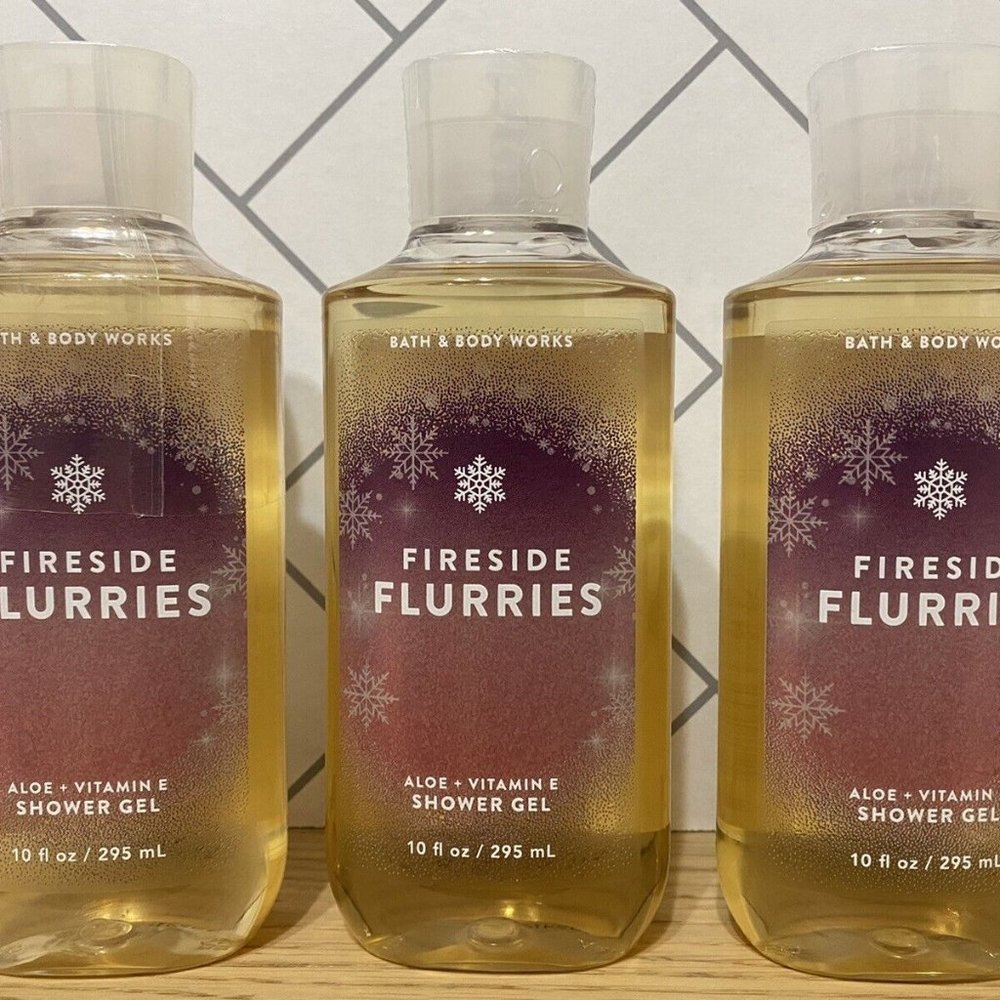3 BATH & BODY WORKS FIRESIDE FLURRIES SHOWER GEL 10 oz / 295 ml NEW     Be the f